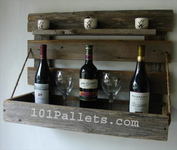 Handmade Pallet Wine Rack with Rustic Shelf