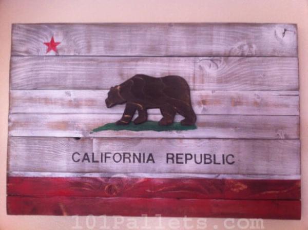 California State Flag from Wooden Pallet