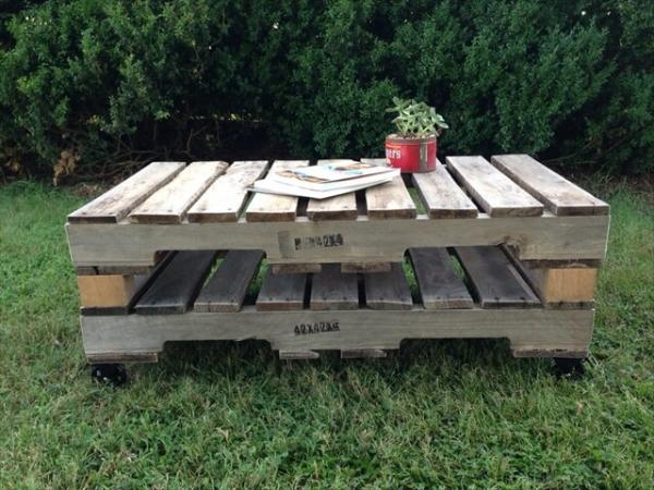 Outdoor Pallet Coffee Table With Wheels, How To Build Coffee Table Out Of Pallets