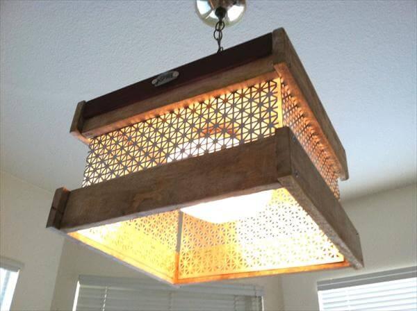 DIY Hanging Light Made from Pallet