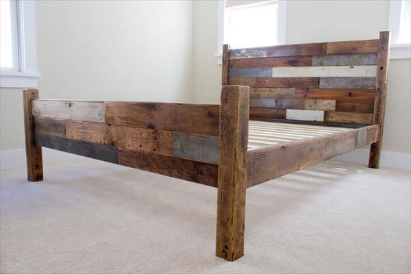 Pallet and Barn Wood Queen Bed - 101 Pallets