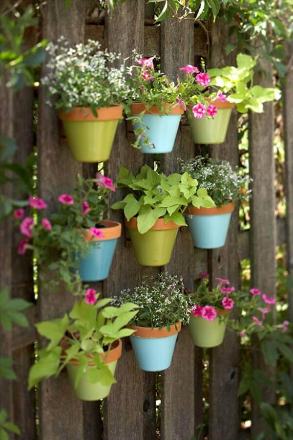 Recycled Pallet Vertical Garden With Pots 101 Pallets