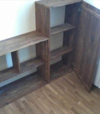 attached shelves out of pallets
