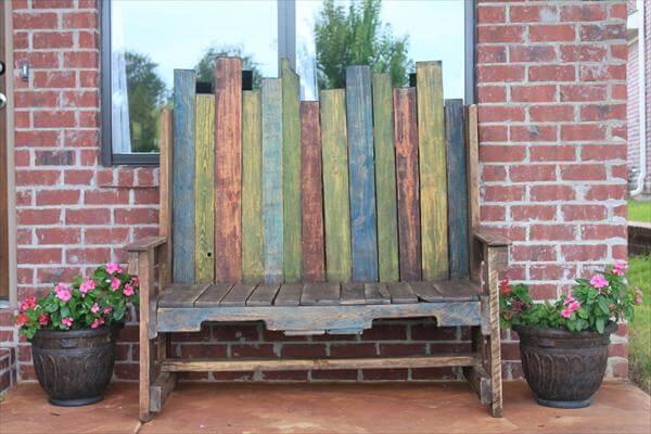 recycled pallet outdoor bench 