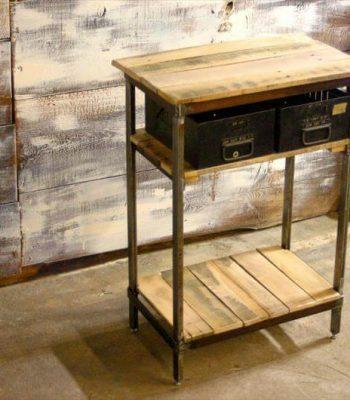 recycled pallet steel side table