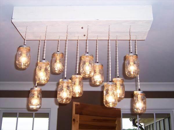 recycled pallet wooden chandelier