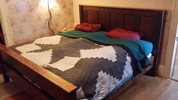 recycled pallet bed with headboard