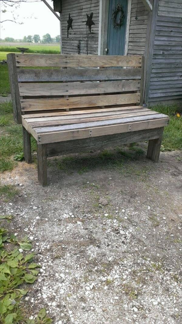 diy rustic pallet bench