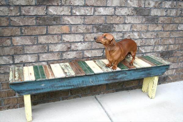 recycled pallet wooden bench