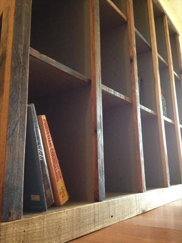 restored pallet bookshelf
