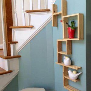 recycled pallet wall art and shelves