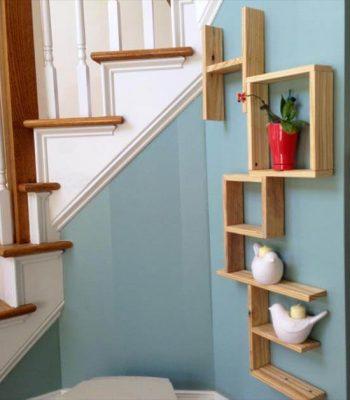 recycled pallet wall art and shelves