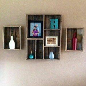 recycled pallet wall shelves