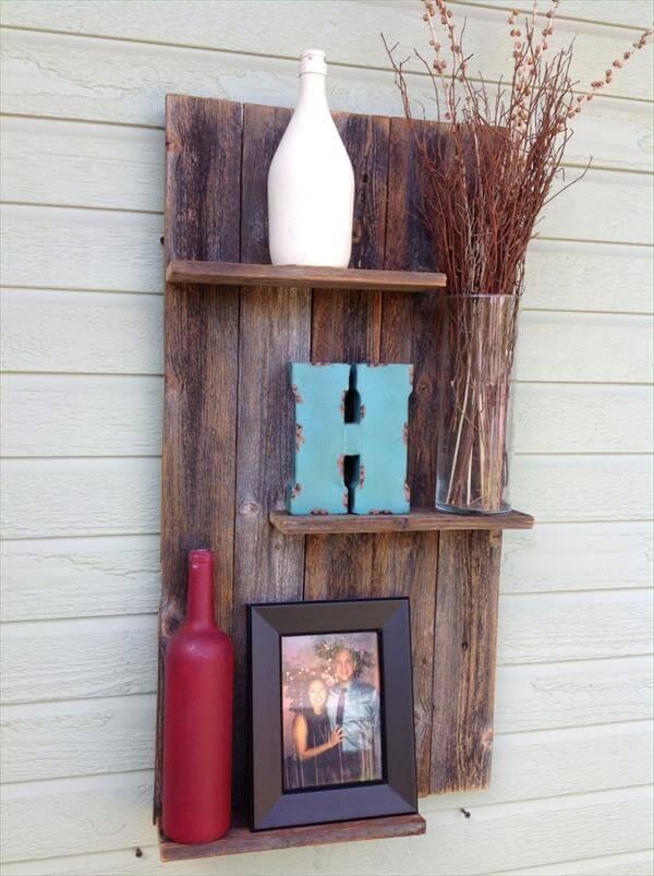 recycled pallet wall shelf