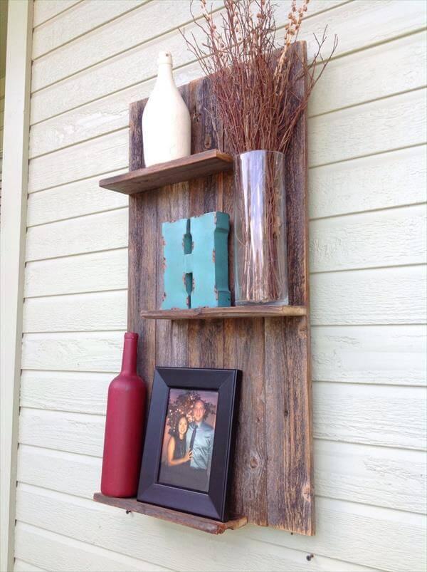 upcycled pallet wall shelf