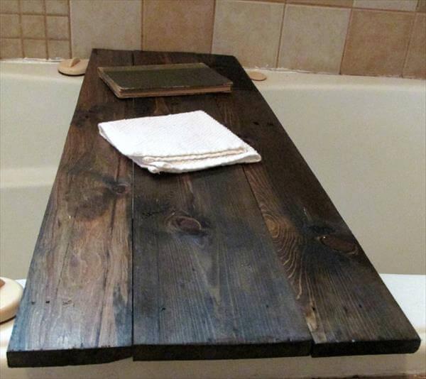 recycled pallet bath tub book tray