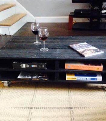 recycled pallet dark stained coffee table