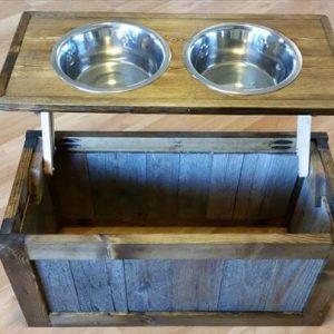 recycled pallet dog feeder