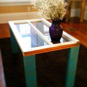recycled pallet window table