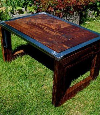 repurposed pallet steel coffee table