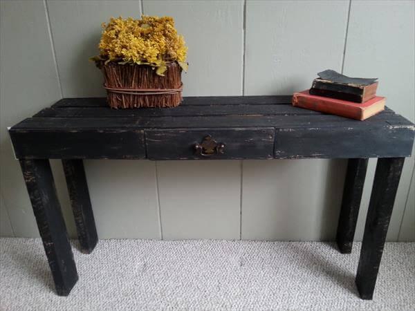 recycled pallet black table