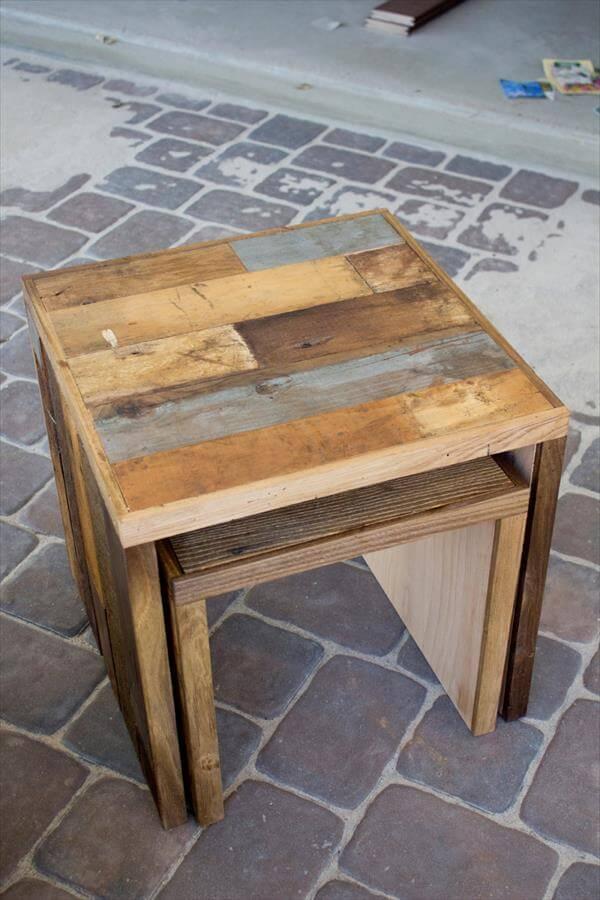 upcycled pallet miniature tables