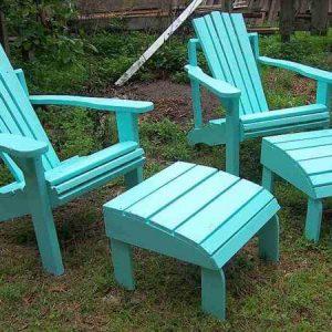 recycled pallet adirondack chair and ottomans