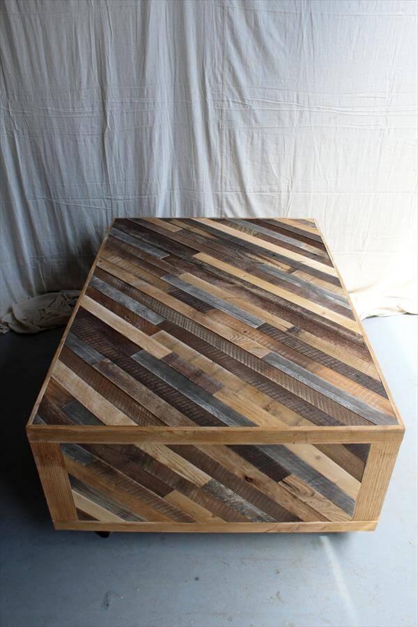 recycled pallet coffee table with casters