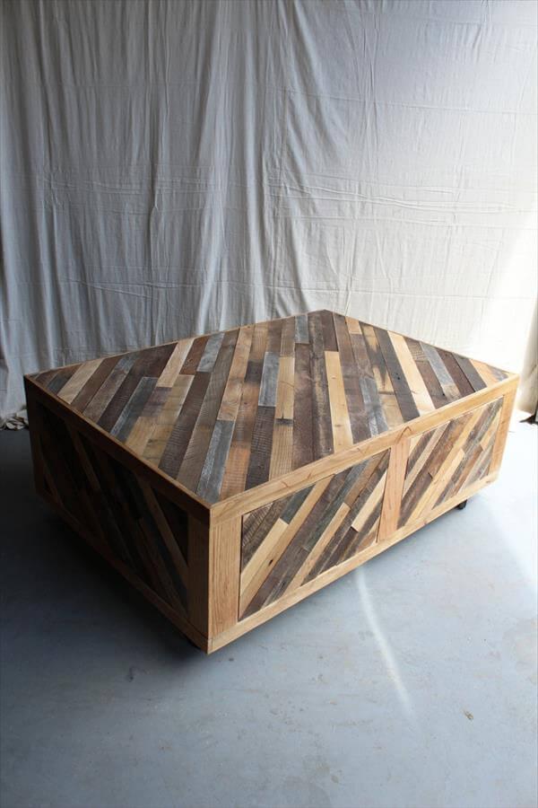 reclaimed pallet coffee table with storage
