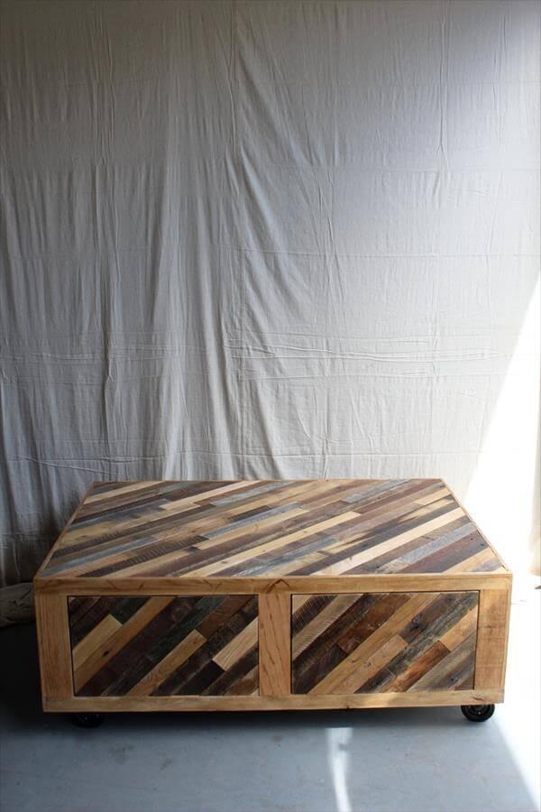reclaimed pallet coffee table with casters