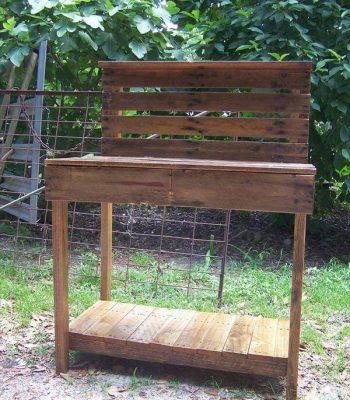 recycled pallet potting table and buffet