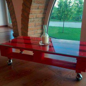 recycled pallet red coffee table