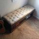 repurposed pallet tufted bench