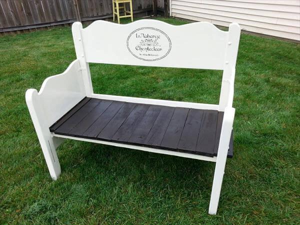 recycled pallet white bench for garden