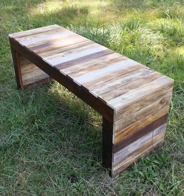 recycled pallet table and bench