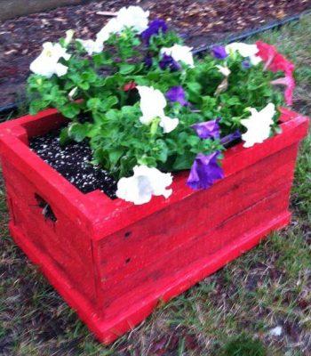 recycled pallet crate flower planter