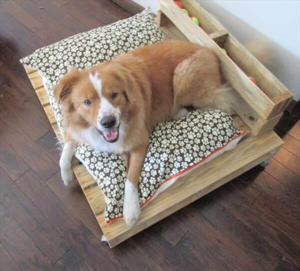 upcycled pallet dog bed with wheels