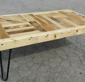 upcycled pallet coffee table with metal legs