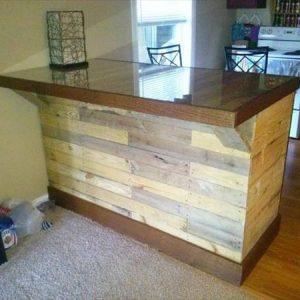 recycled pallet island table with oak trim