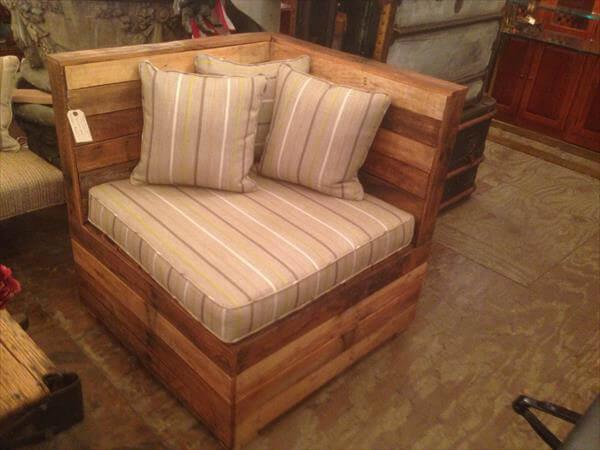 recycled pallet sectional seating unit