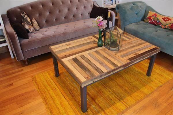 upcycled pallet metal coffee table