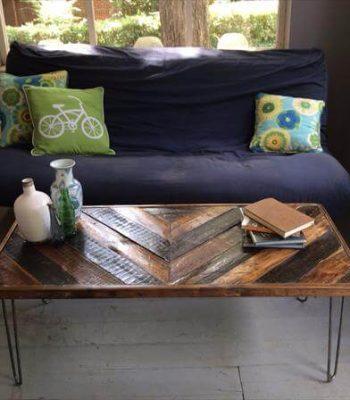 resurrected pallet chevron coffee table