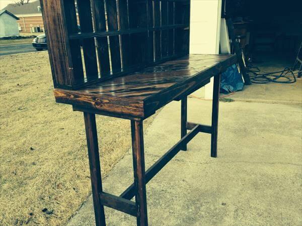handcrafted pallet table with shelf