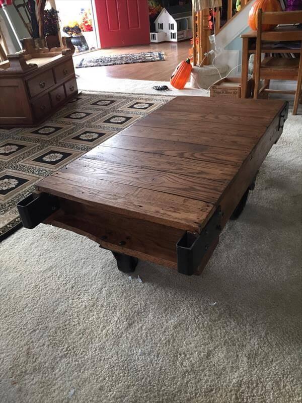 reclaimed pallet warehouse cart and coffee table