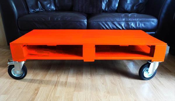 handcrafted pallet coffee table with casters