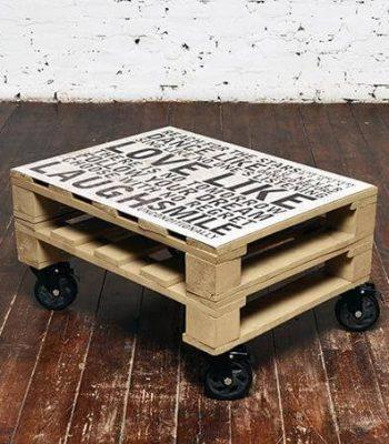 diy pallet coffee table with metal plate