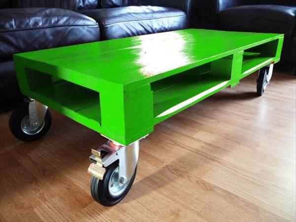 chic pallet coffee table with wheels