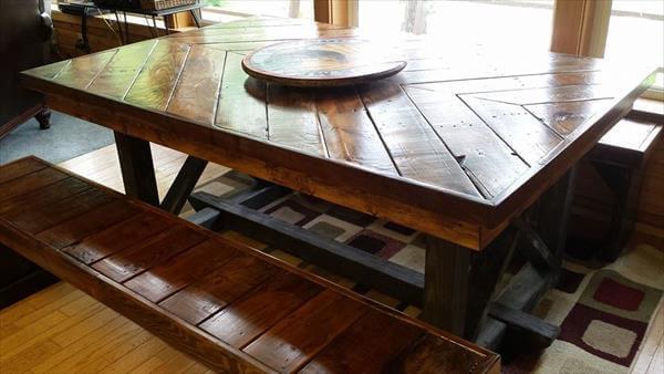 DIY Pallet Chevron Kitchen Table 101 Pallets   Pallet Kitchen Table 