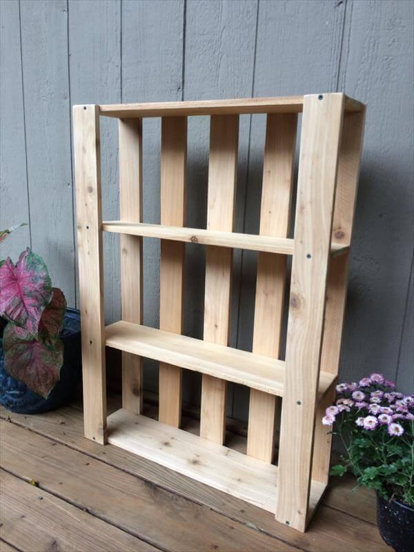recycled pallet wall hanging shelves