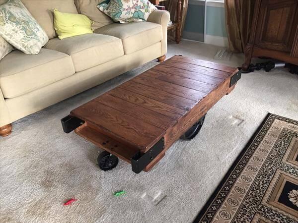recycled pallet cart ad coffee table